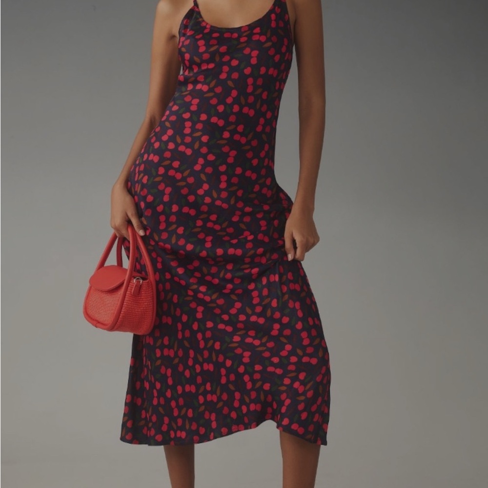 Anthropologie Eva Slip Dress - Cherry Print🍒